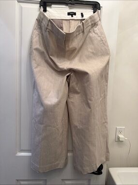 Theory Beige Wide-Leg Chinos cropped